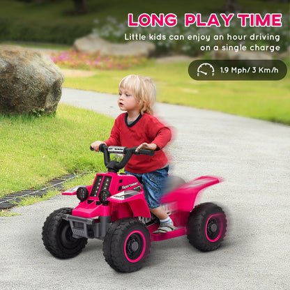 6V Kids ATV Quad, 4 Wheeler Battery Powered Electric Ride on Car w/ Lights, Forward Backward, Black