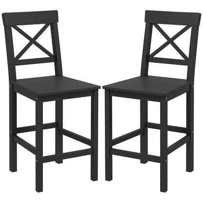 Counter Height Stools Set of 2, Farmhouse Bar Stools with Backs, Solid Wood Counter Stools for Kitchen Island