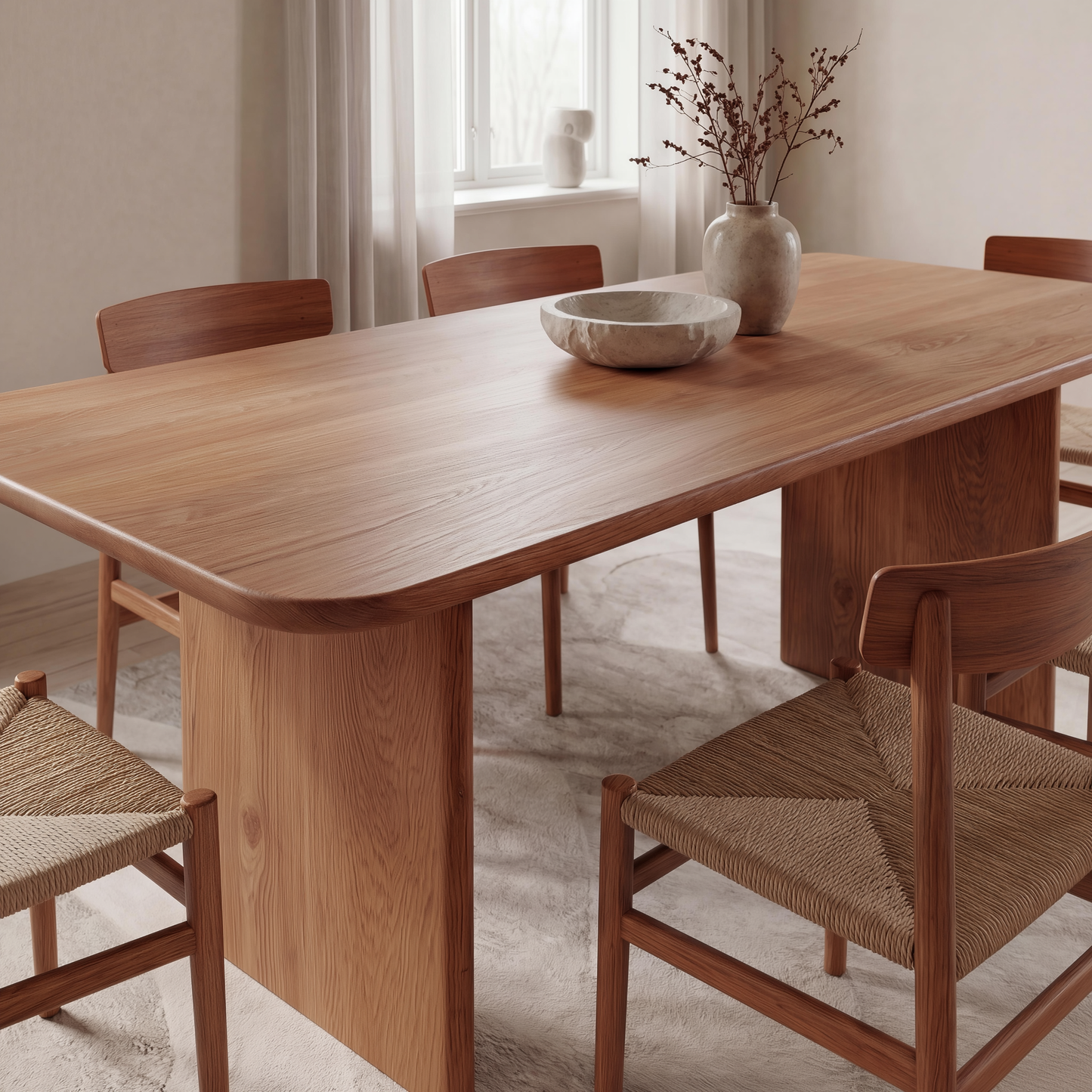 6 person dining table in red oak