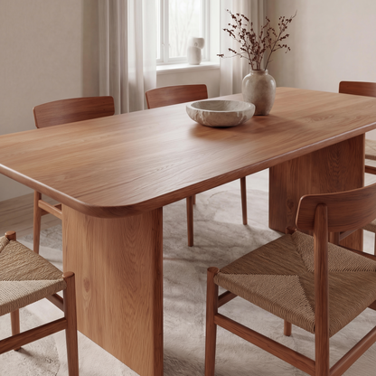 6 person dining table in red oak
