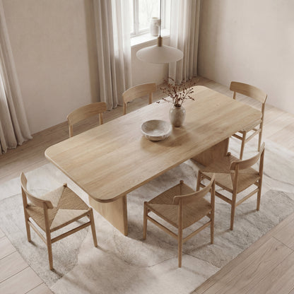 6 person dining table in white oak