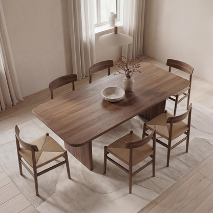 6 person dining table in walnut