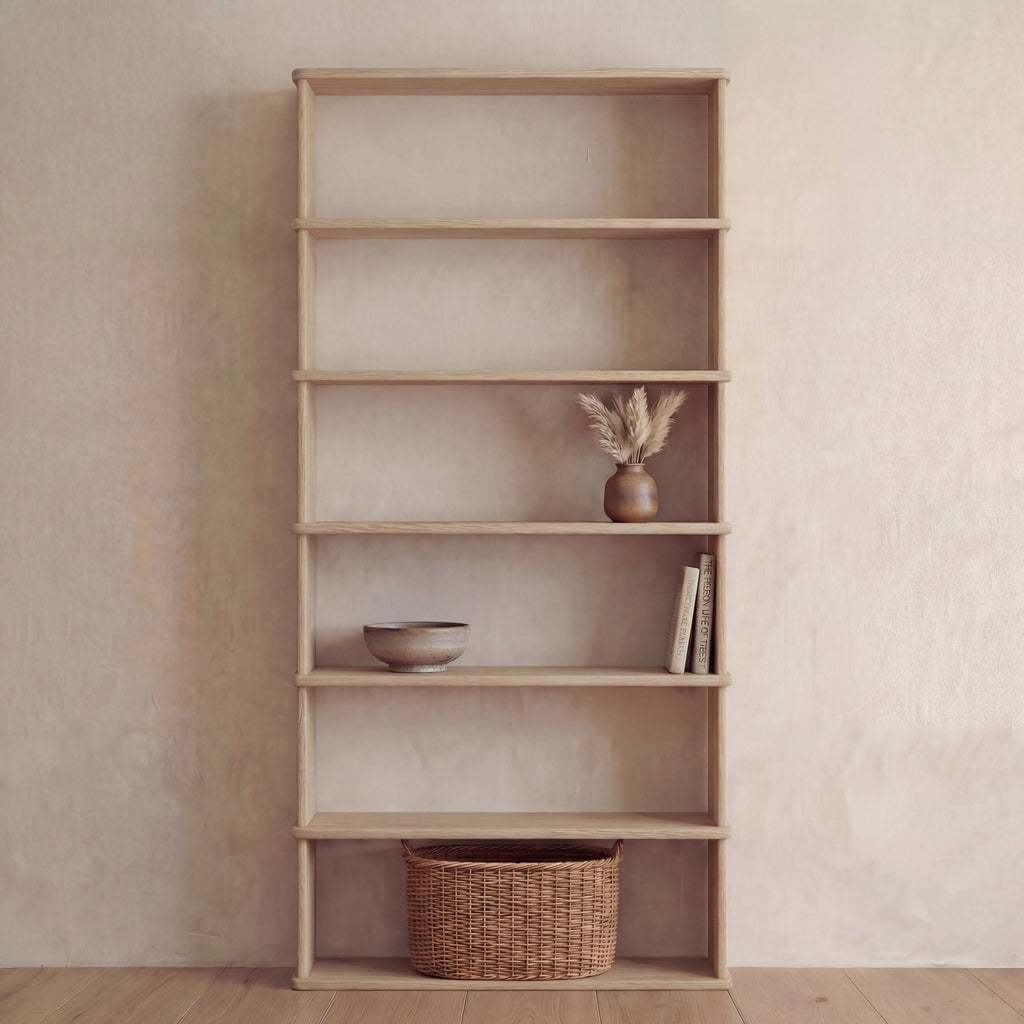 6 shelf bookcase in white oak