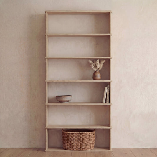 6 shelf bookcase in white oak