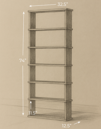 6 shelf bookcase in white oak