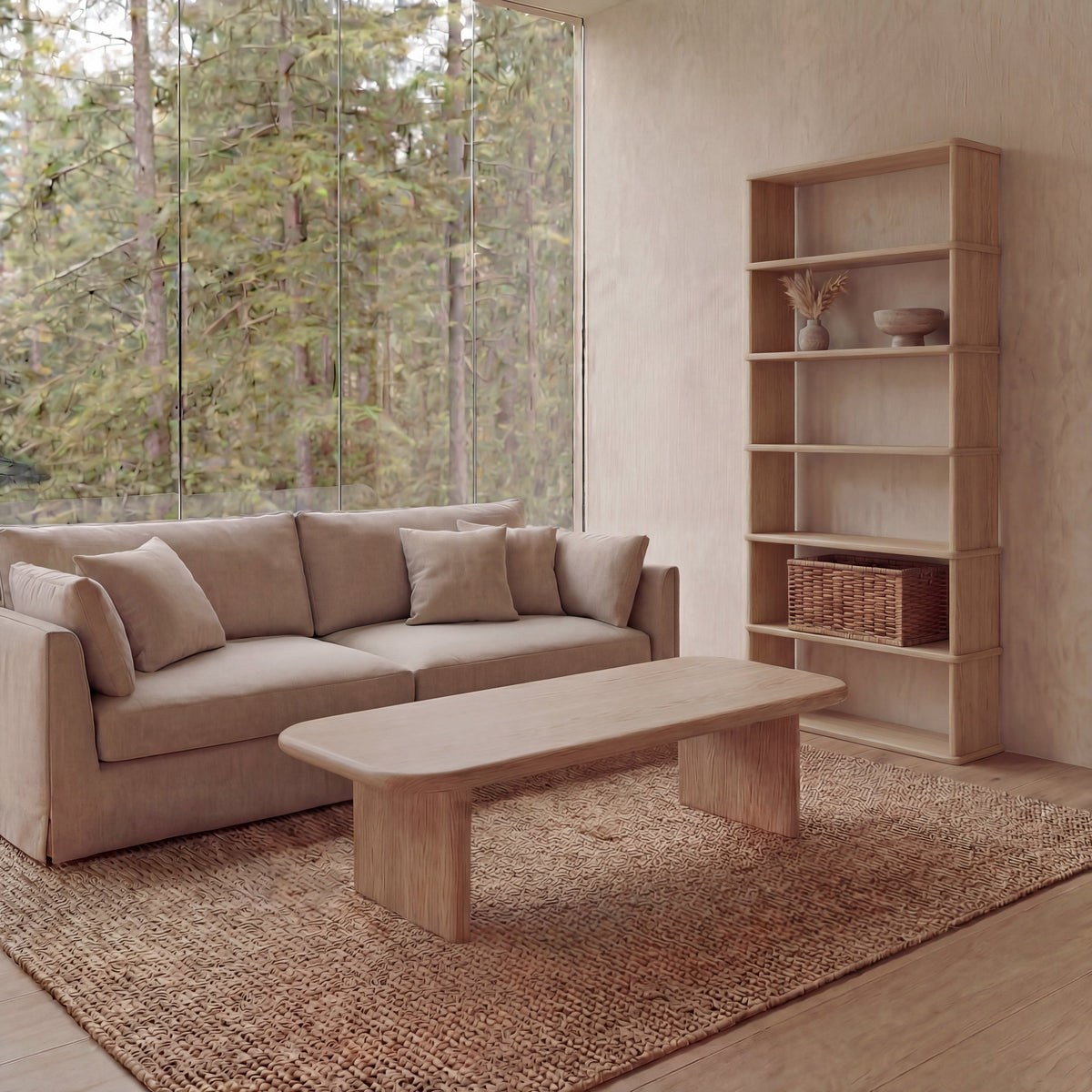 6 shelf bookcase in white oak