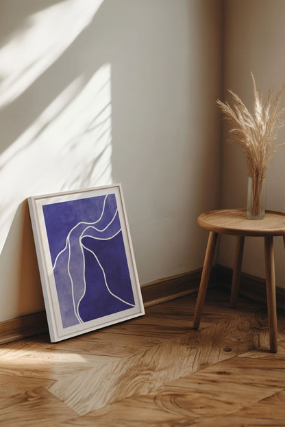 REFLET INDIGO, Oeuvre sur toile étirée