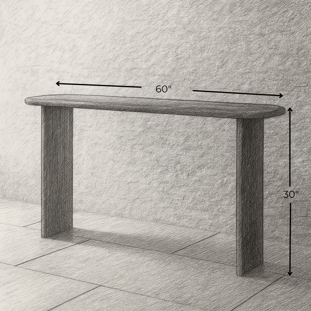60 inch console table in red oak