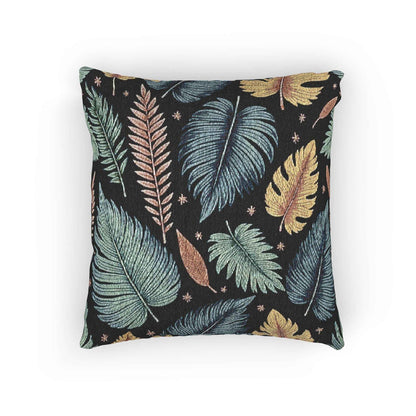 Autumn Leaves Woven Pillow | Multicolor Leaf Pattern, Textured Cushion