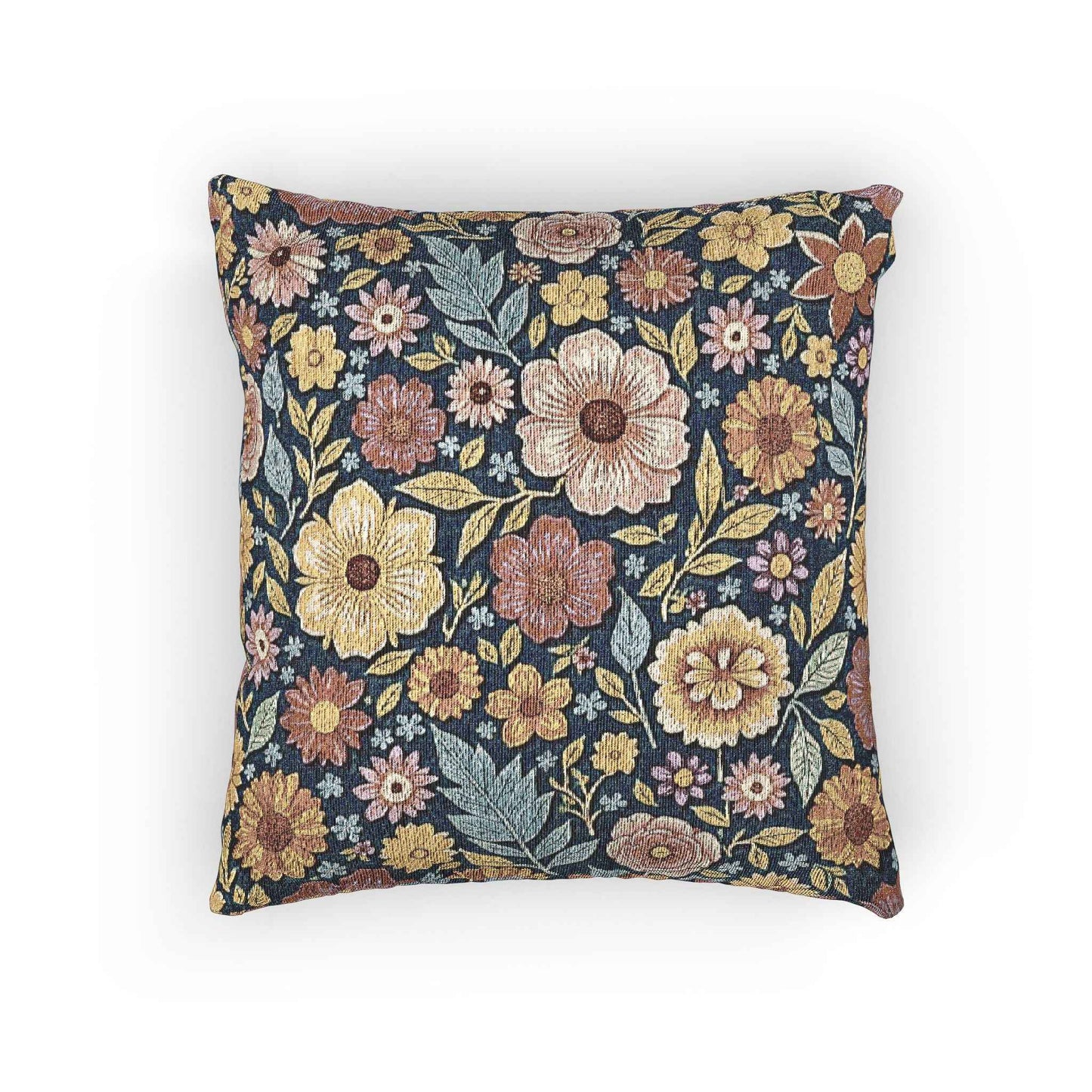 Vintage Floral Tapestry Woven Pillow | Floral Throw Pillow