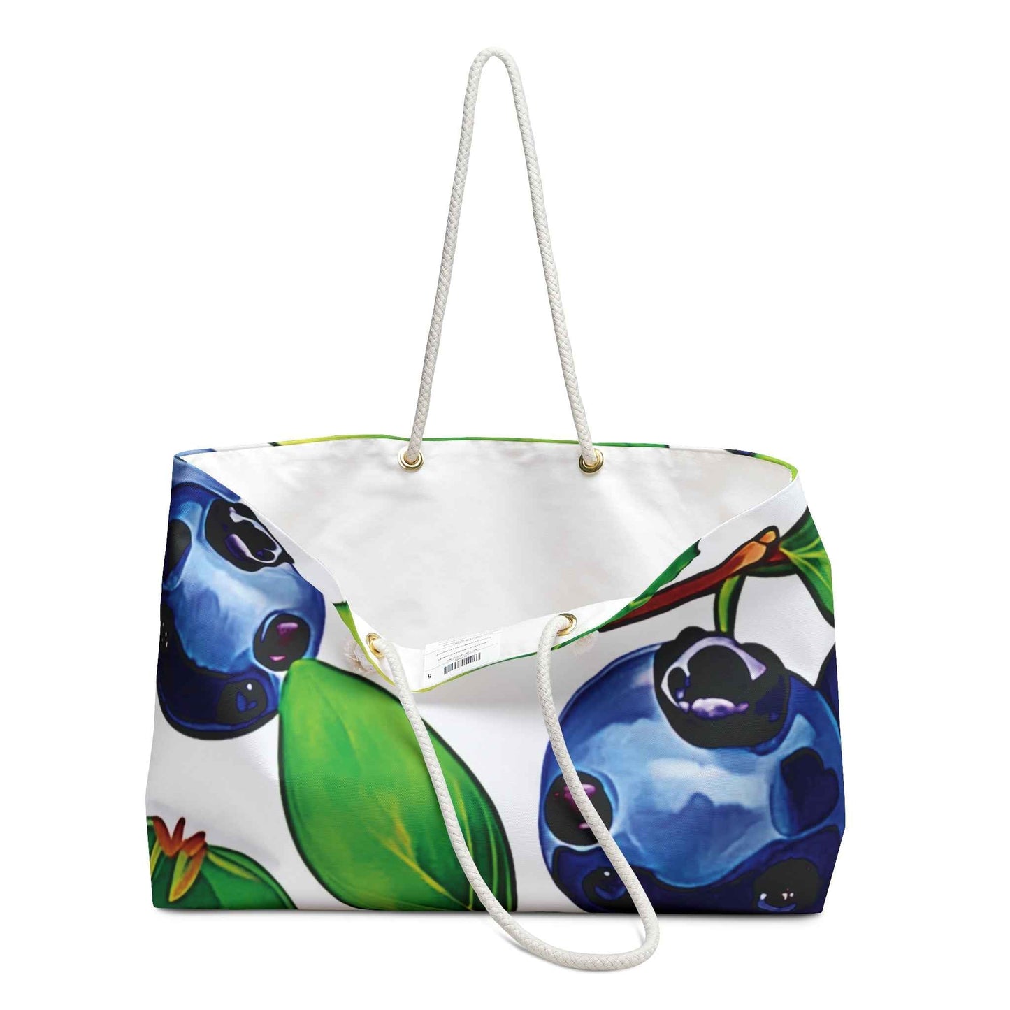 Blueberry Pattern Weekender Bag | Fruit Watercolor Large Tote Bag