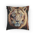 Lion Portrait Woven Pillow | Lion Face Throw Pillow, Wildlife Home Decor