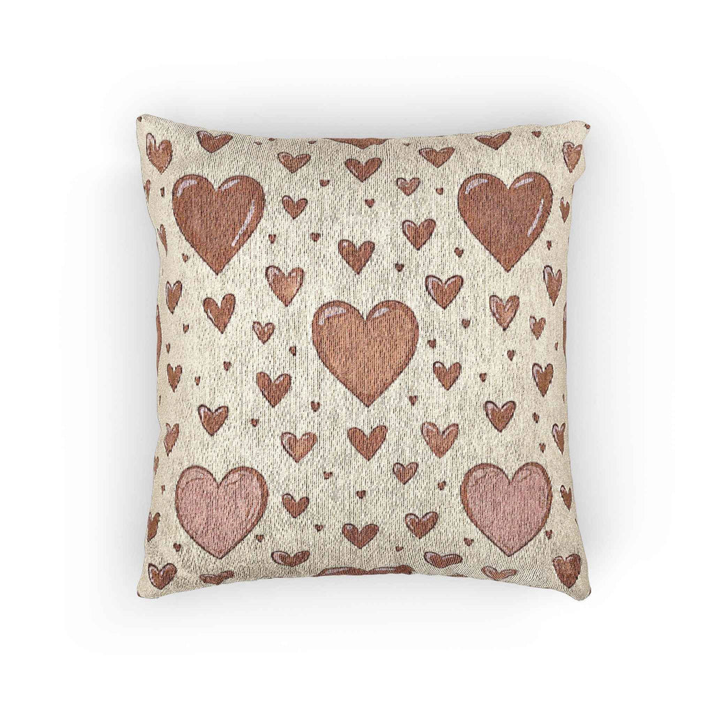 Pink Heart Pattern Woven Pillow | Boho Valentine Home Decor