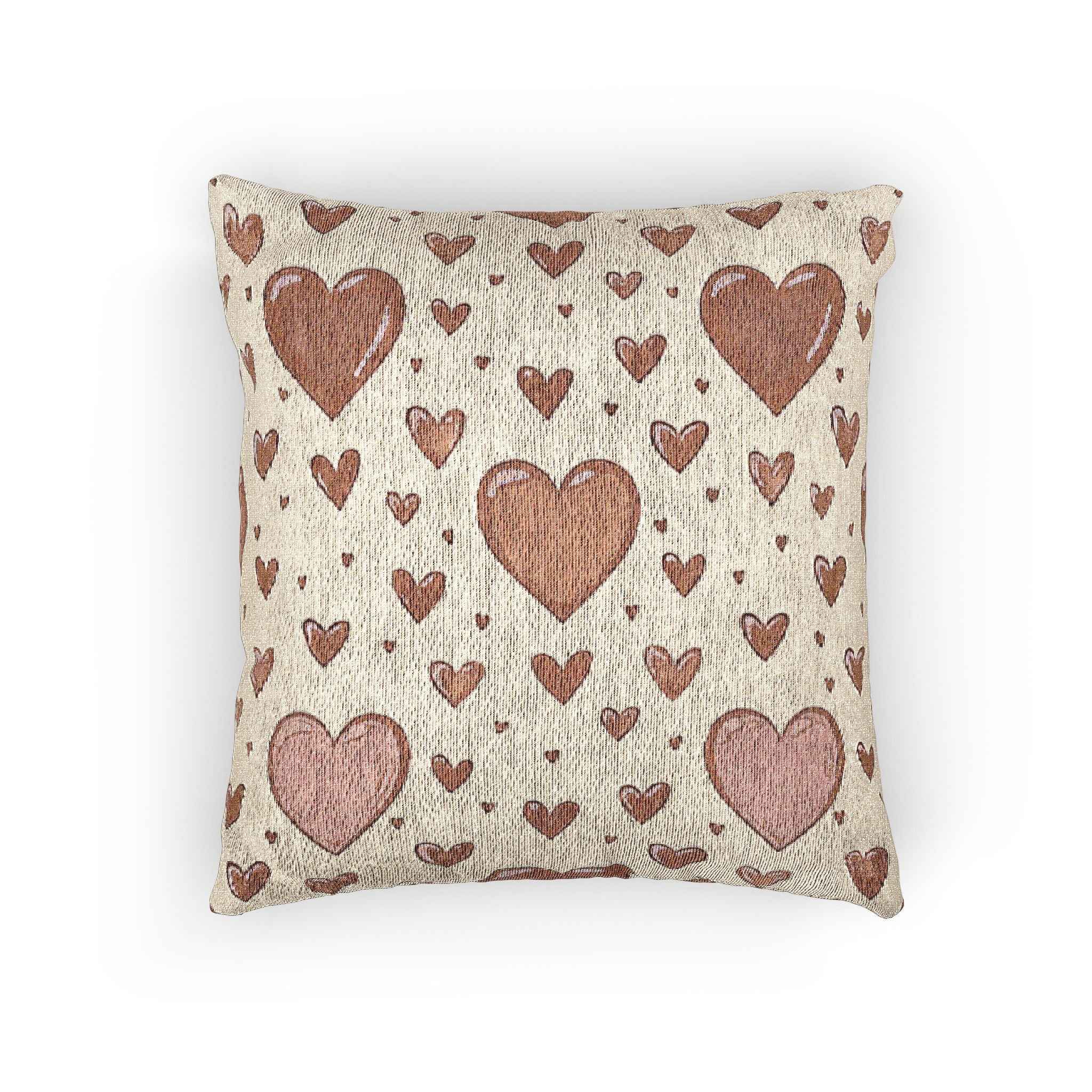 Pink Heart Pattern Woven Pillow | Boho Valentine Home Decor