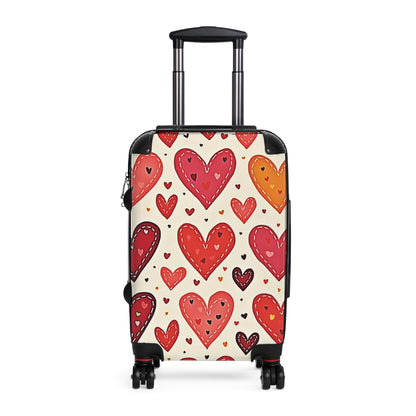 Heart Pattern Carry-On Suitcase — Red & Orange Valentine Travel Luggage