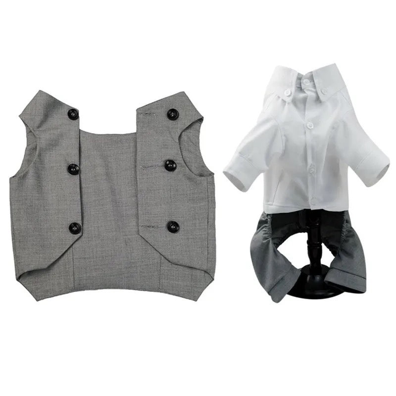 Distinguished Gentleman Two-Piece Dog Suit | Formal Dog Outfit Set