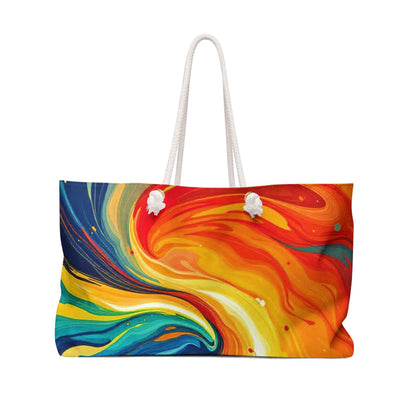 Abstract Colorful Swirl Weekender Bag | Vibrant Marble Print, Large Tote Bag