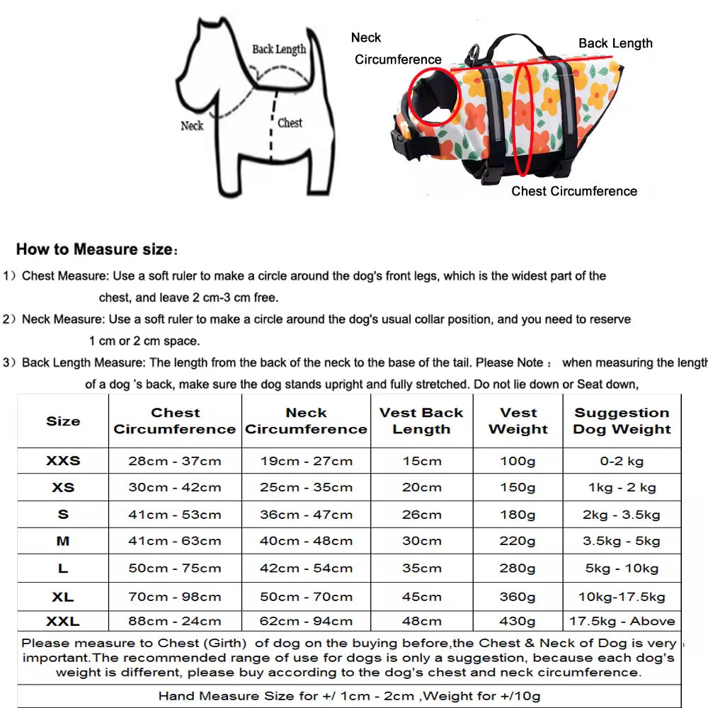 Floral Dog Life Jacket | Dog Flotation Vest