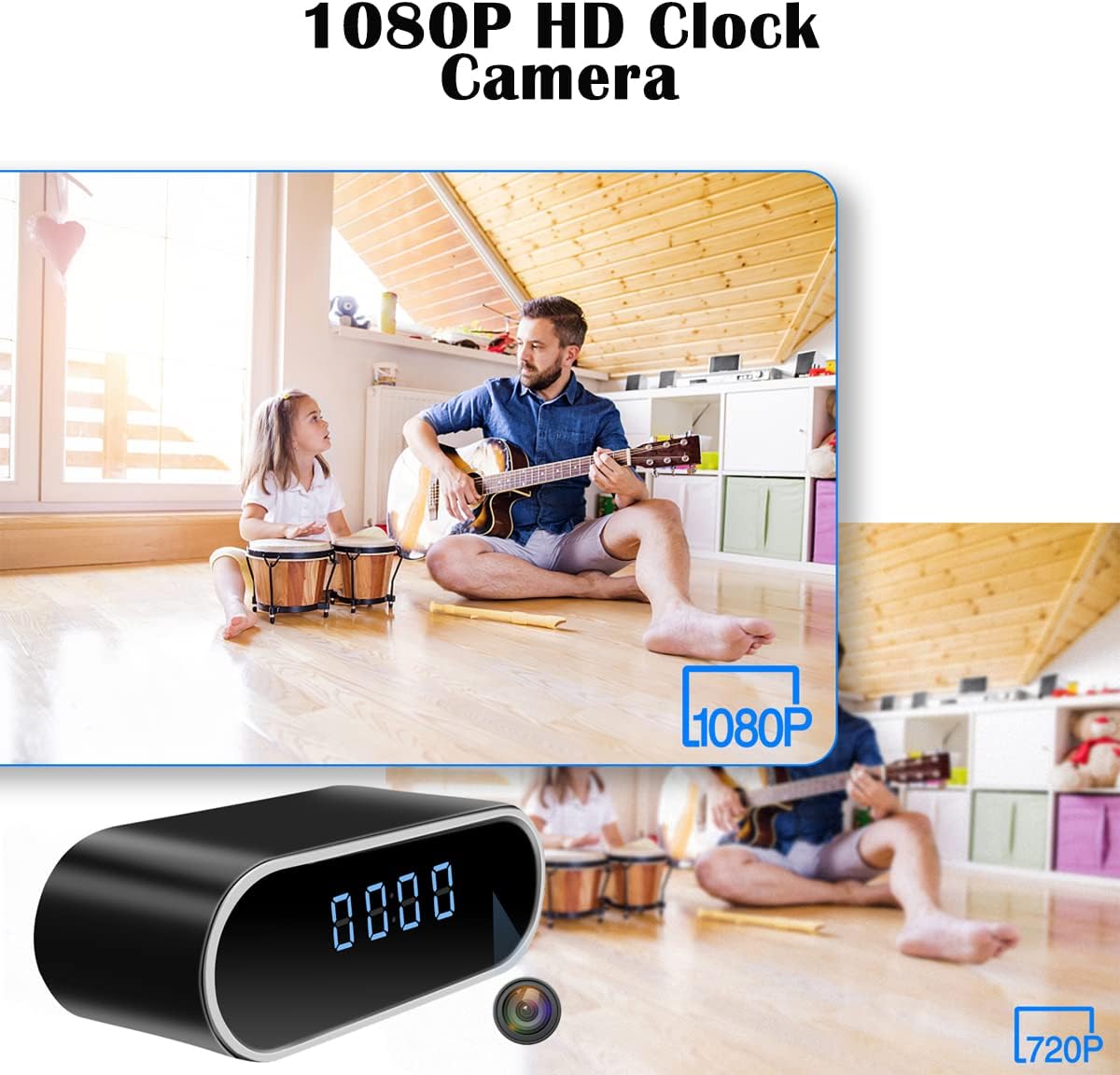 DIGITAL ALARM CLOCK AND WIFI CAMERA 1080P