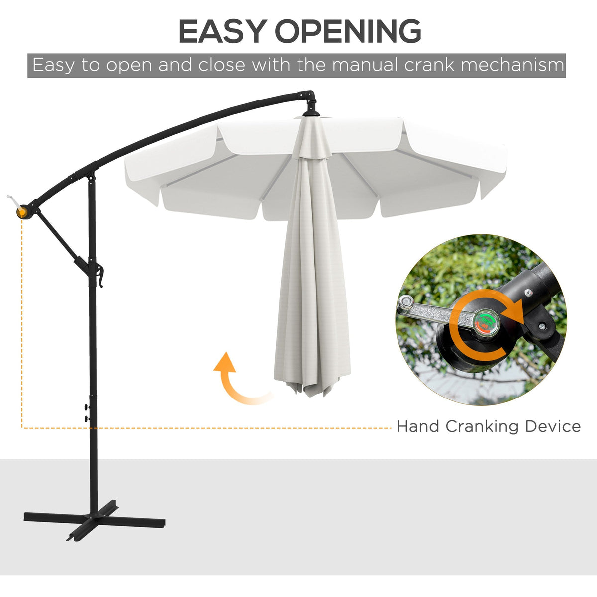 11 FT Cantilever Patio Umbrella Offset Parasol with Cross Base and 8 Ribs for Garden, Black