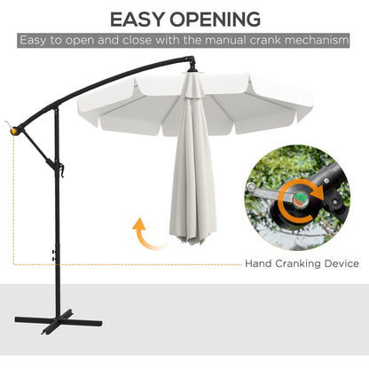 11 FT Cantilever Patio Umbrella Offset Parasol with Cross Base and 8 Ribs for Garden, Black