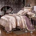 Jacquard Cotton Four‑Piece Luxury Bedding Set – Pure Cotton Duvet Cover &amp; Silk‑Satin Finish Bed Sheet