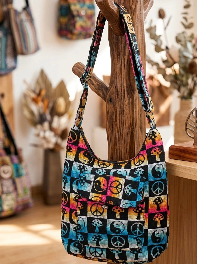 sunset / black crossbody bag