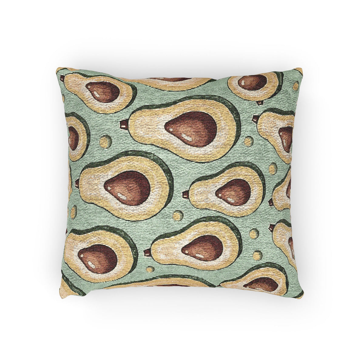 Avocado Pattern Woven Pillow — Retro Green Kitchen Decorative Throw Pillow
