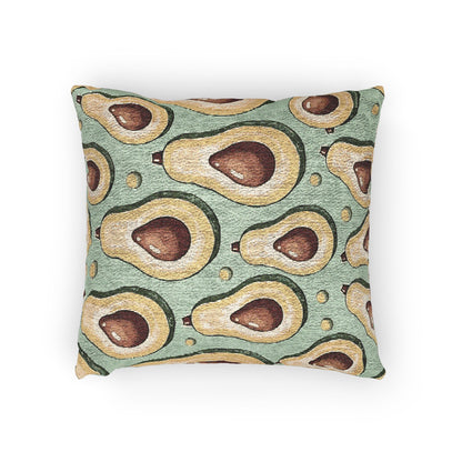 Avocado Pattern Woven Pillow — Retro Green Kitchen Decorative Throw Pillow