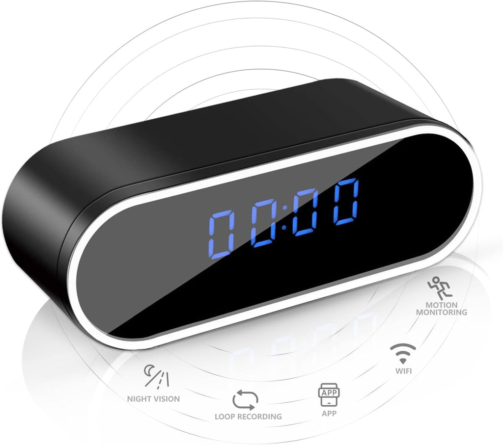 DIGITAL ALARM CLOCK AND WIFI CAMERA 1080P