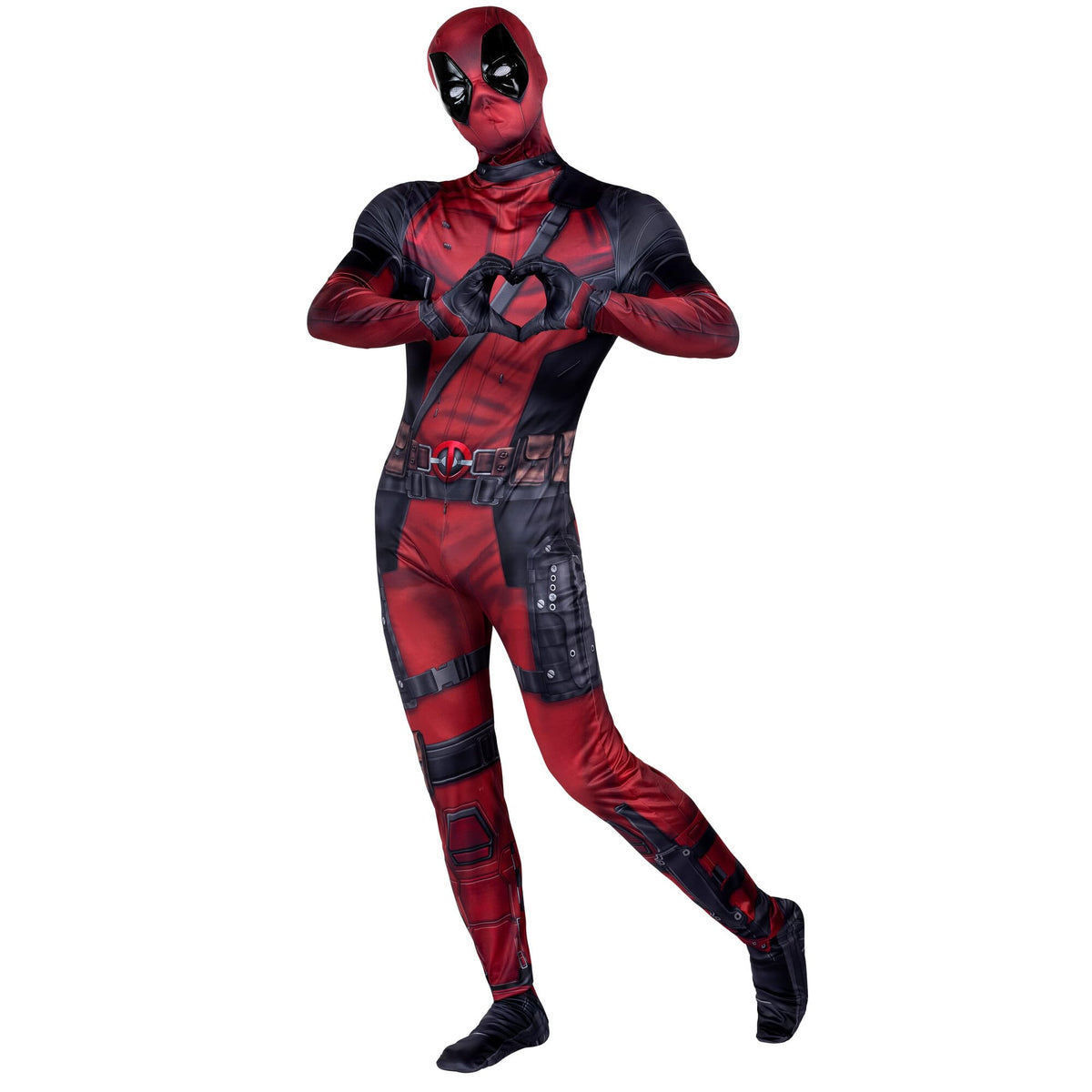 MARVEL Deadpool Official Adult Deluxe Zentai Halloween Costume - Stretch Spandex with Wrist Slits (S)