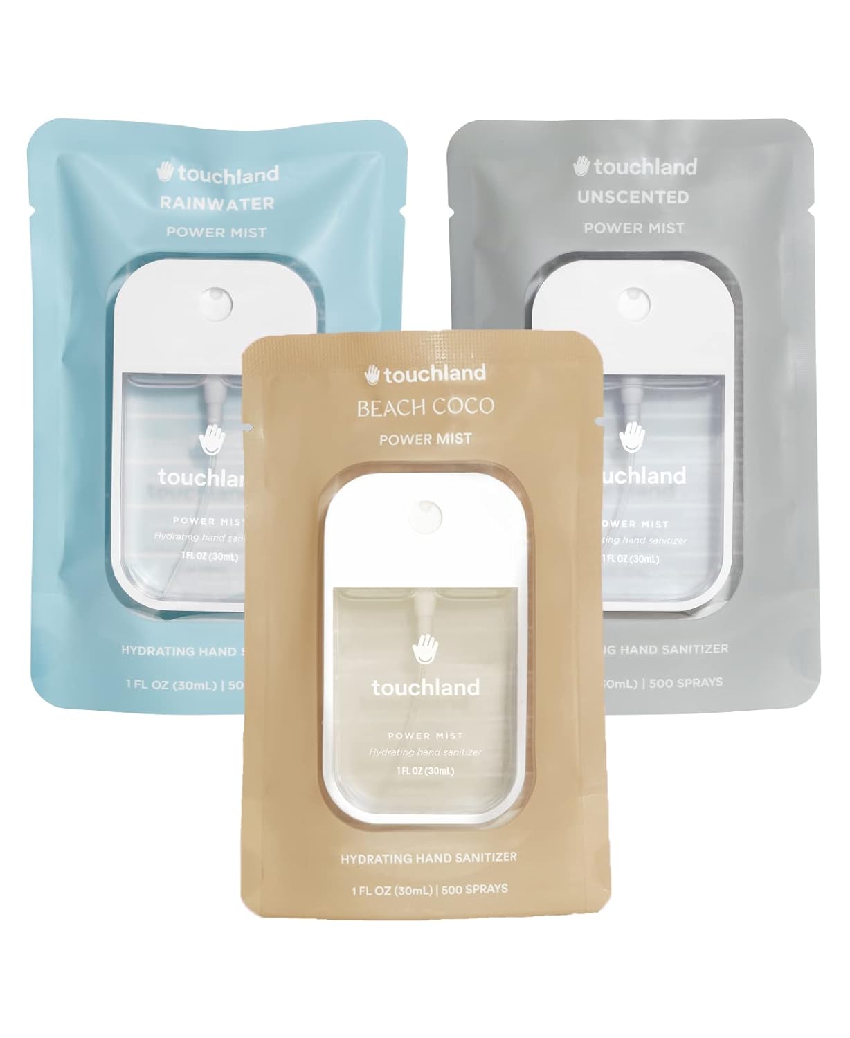 Touchland Power Mist Hydrating Hand Sanitizer Spray, Dye Free 3-Pack, 90mL