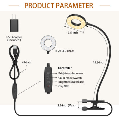 iZELL Desk Lamp, LED Reading Light with Clamp, 3 Color Modes & 10 Brightness Silicone Flexible Arm Book Light for Kids Reading Book in Bed at Night Clip on Table, Zoom Meetings - 15.8'' Black 🍁 All In One Marketplace Canada