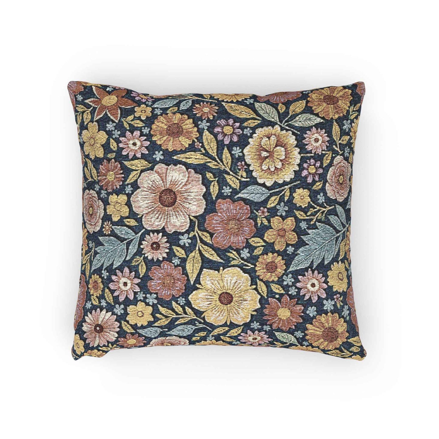 Vintage Floral Tapestry Woven Pillow | Floral Throw Pillow