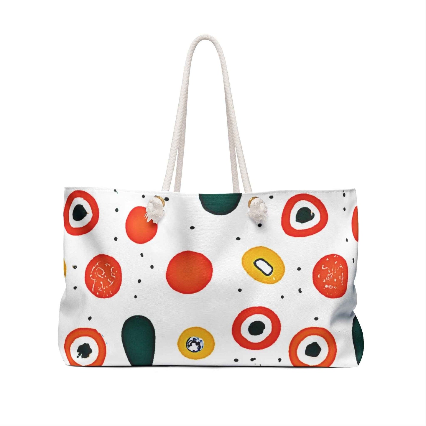 Abstract Sushi Roll Pattern Weekender Bag | Japanese Food Dots, Large Tote Bag