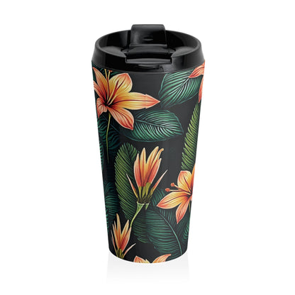 Tropical Orange Lily Travel Mug | Floral Stainless Steel Tumbler