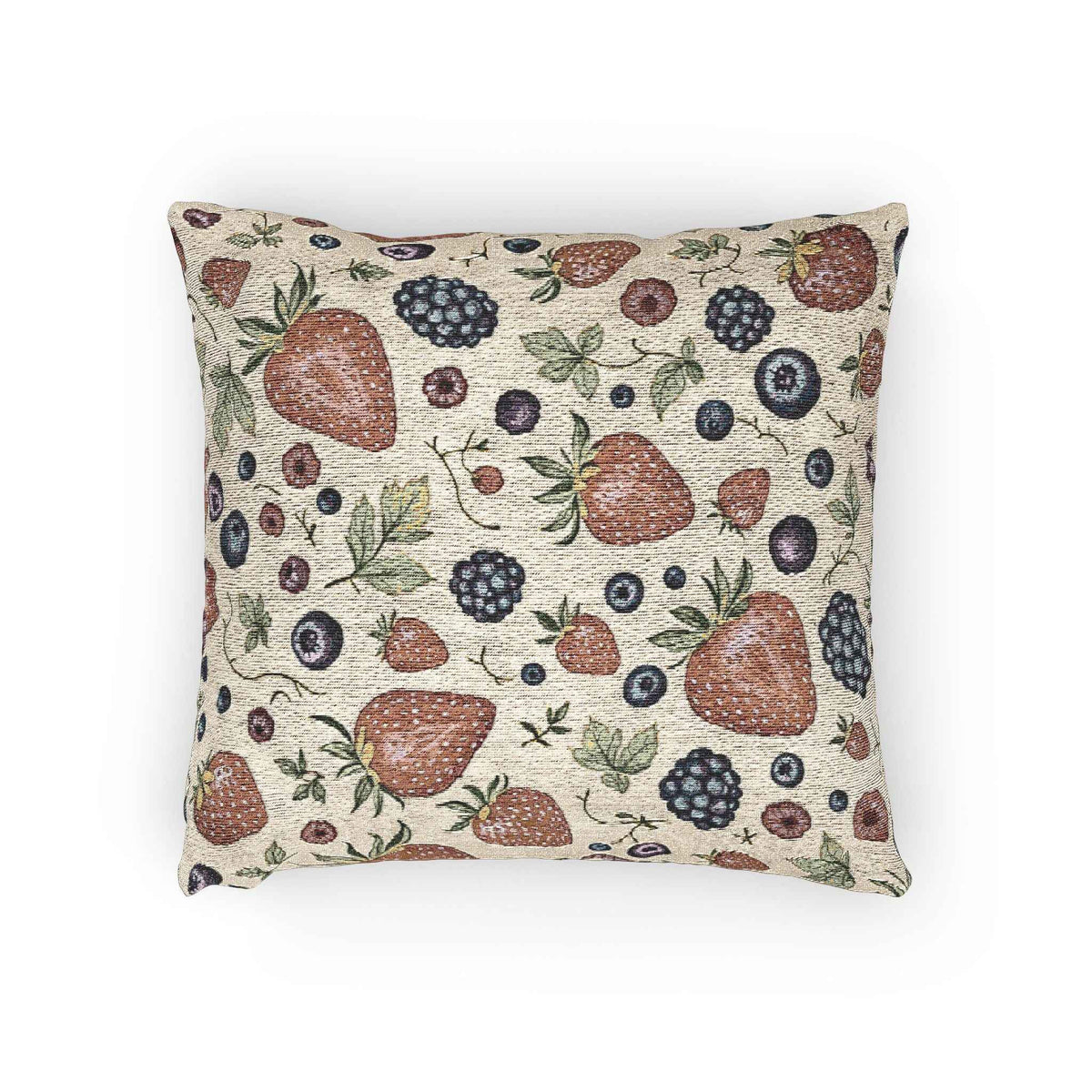 Strawberry Blueberry Pattern Woven Pillow | Fruit Botanical Throw Pillow