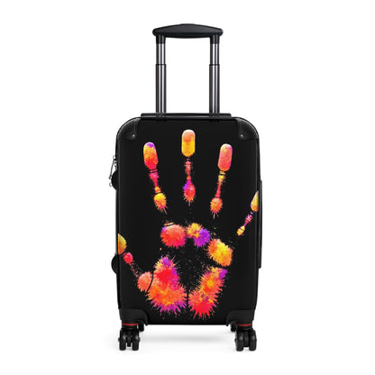 Colorful Handprint Suitcase — Neon Palm Print Carry-On Luggage