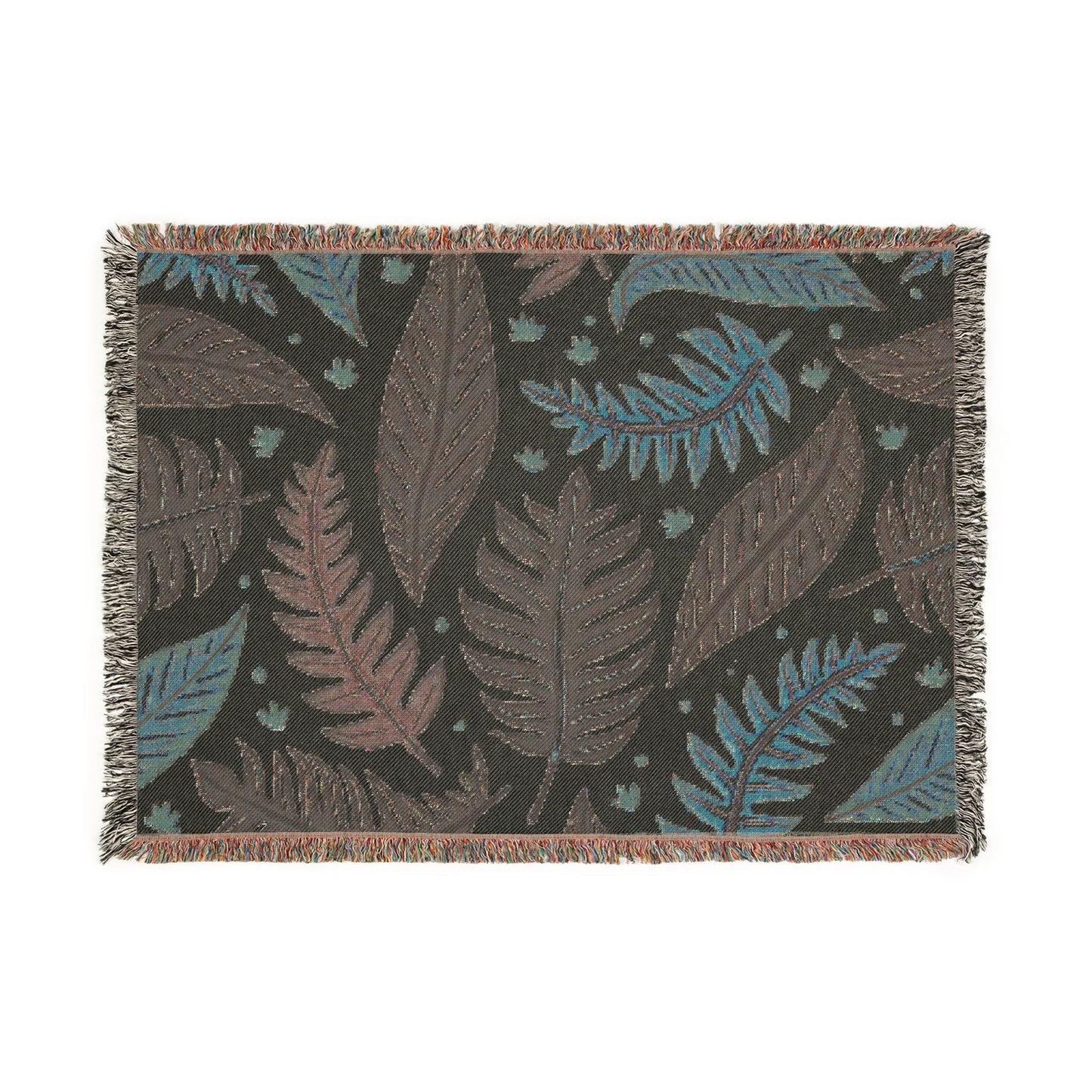 Tropical Leaf Woven Blanket — Boho Botanical Throw for Living Room, Bed, or Outdoor Picnics