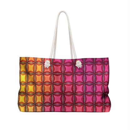 Colorful Geometric Tile Weekender Bag | Rainbow Gradient Pattern