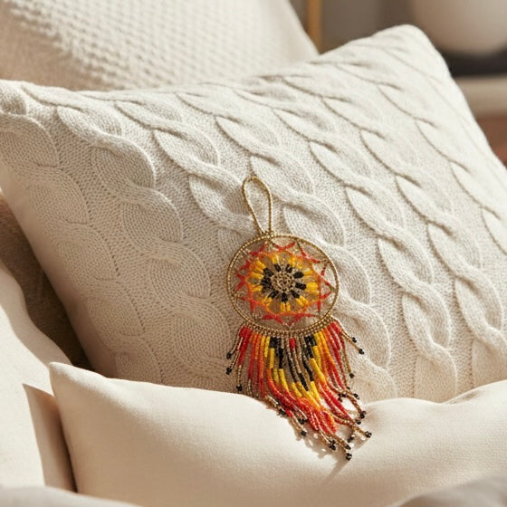 Golden yellow ,Celestial Beaded Handmade Dreamcatcher