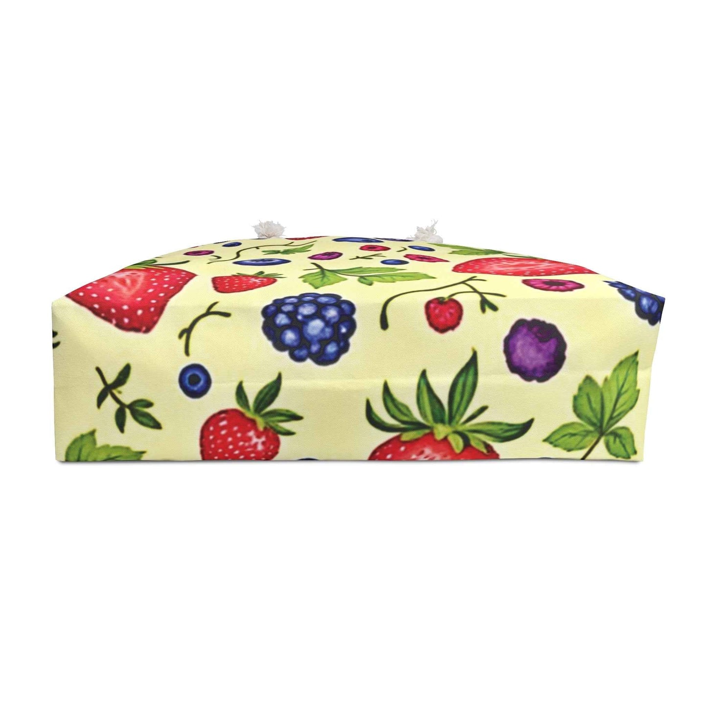 Strawberry Blueberry Print Weekender Bag | Fruit Pattern Tote | Large Tote Bag