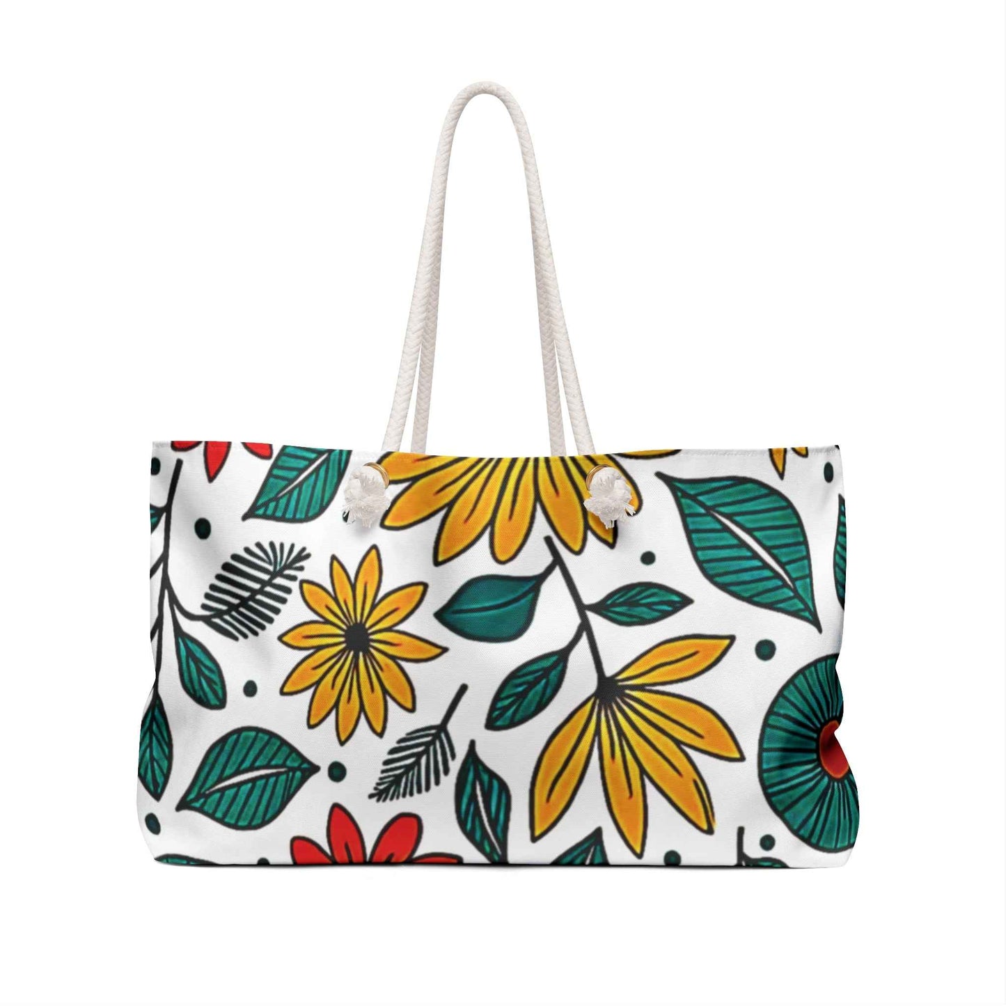 Colorful Floral Pattern Weekender Bag | Spring Flower Large Tote Bag