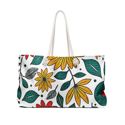 Colorful Floral Pattern Weekender Bag | Spring Flower Large Tote Bag