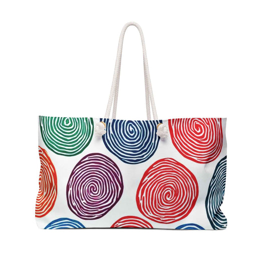 Colorful Spiral Circles Weekender Bag | Large Tote Beach Travel | Busy Mom | Mother Gift