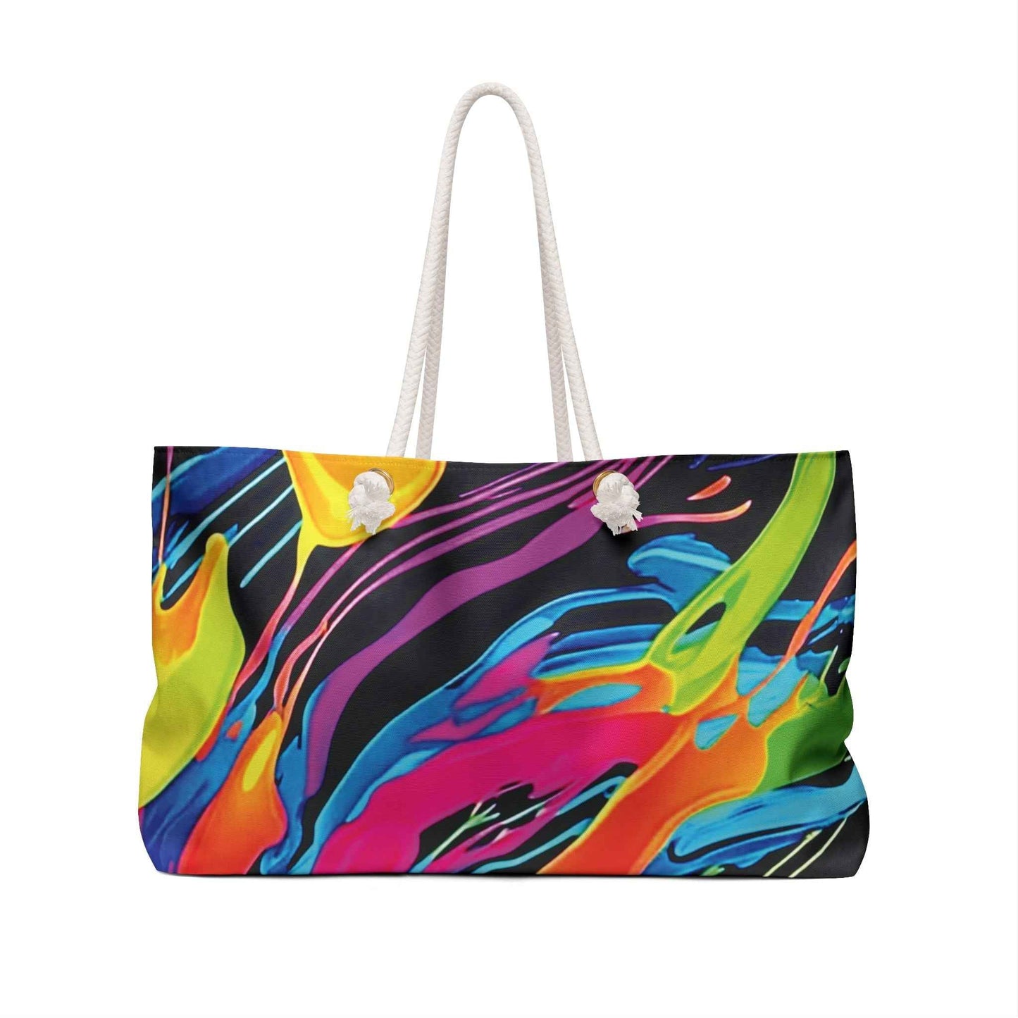 Neon Paint Splash Weekender Bag | Colorful Abstract Tote | Large Tote Bag