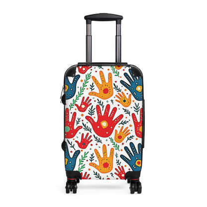 Colorful Handprint Pattern Suitcase — Playful Travel Carry-On for Kids & Families