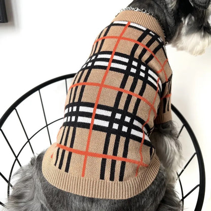 Dog Knit Sweater | Brrbrry Plaid Dog Sweater