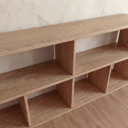 65 inch bookshelf TV stand in white oak