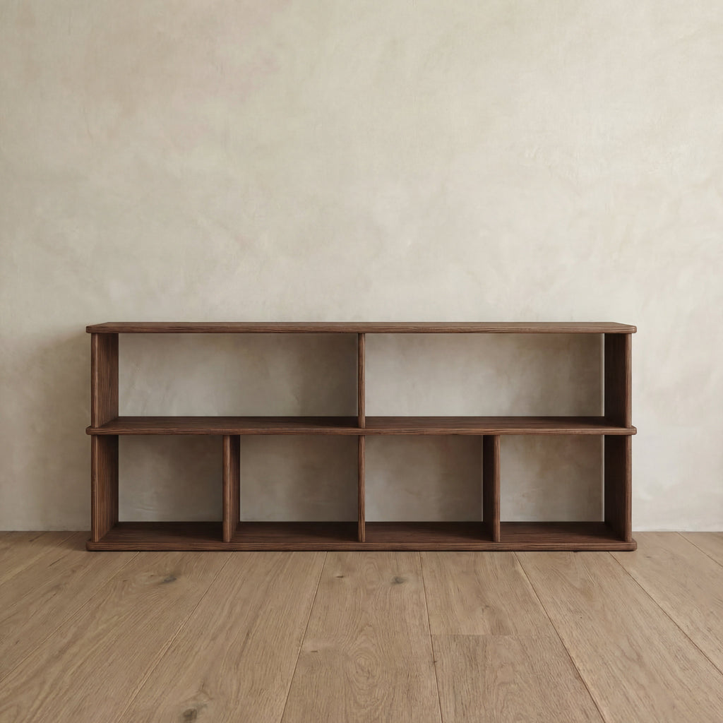 65 inch bookshelf TV stand in walnut